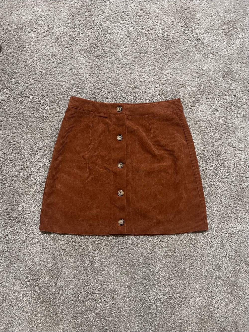 NWOT Button-Front Corduroy Mini Skirt in Rust